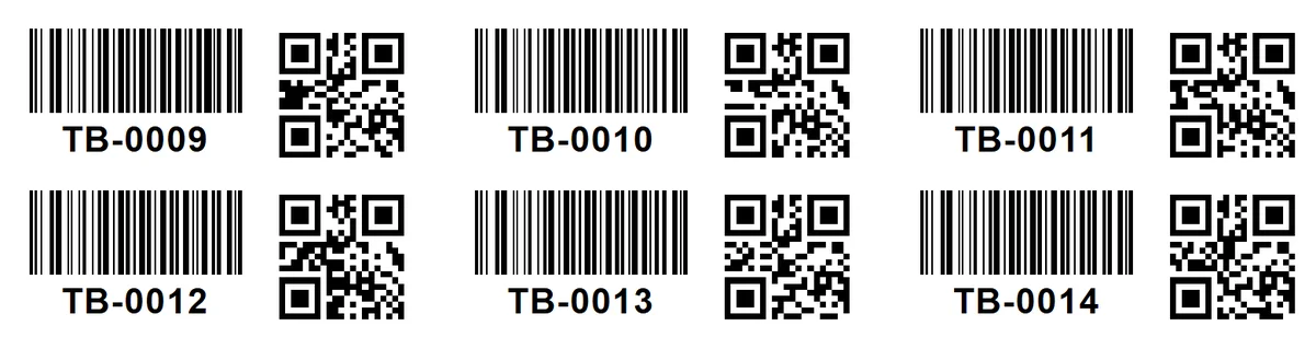 Etiquetas com código de barras, QR code e número do tubo
